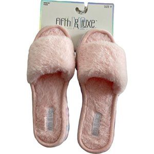 🌹NWT Women’s Slippers FIFTH & LUXE Faux Fue  Pink Size 9